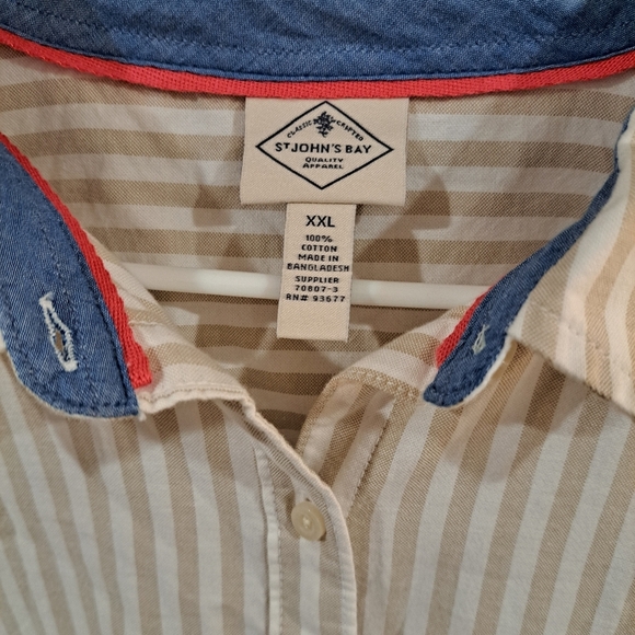 NWT.    Tan stripe button-up. - Picture 2 of 4